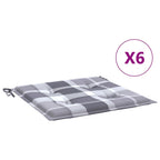 vidaXL Gartenstuhl-Kissen 6 Stk. Grau Karomuster 40x40x4 cm