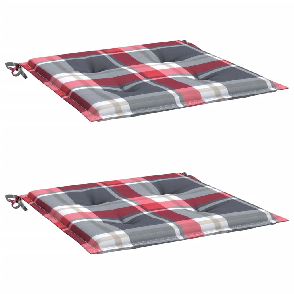 vidaXL Gartenstuhl-Kissen 2Stk. Rot Karomuster 50x50x4cm Oxford-Gewebe