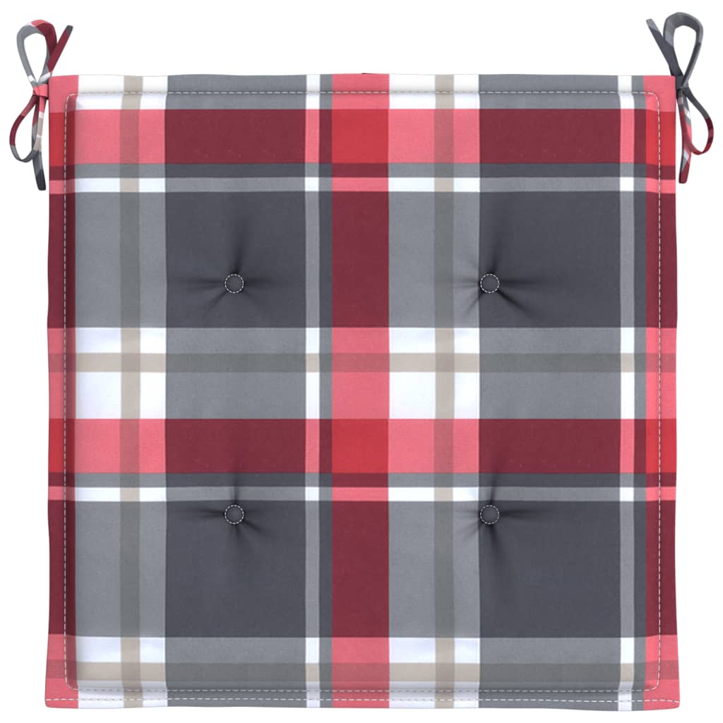 vidaXL Gartenstuhl-Kissen 2Stk. Rot Karomuster 50x50x4cm Oxford-Gewebe