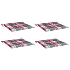 vidaXL Gartenstuhl-Kissen 4Stk. Rot Karomuster 50x50x4cm Oxford-Gewebe