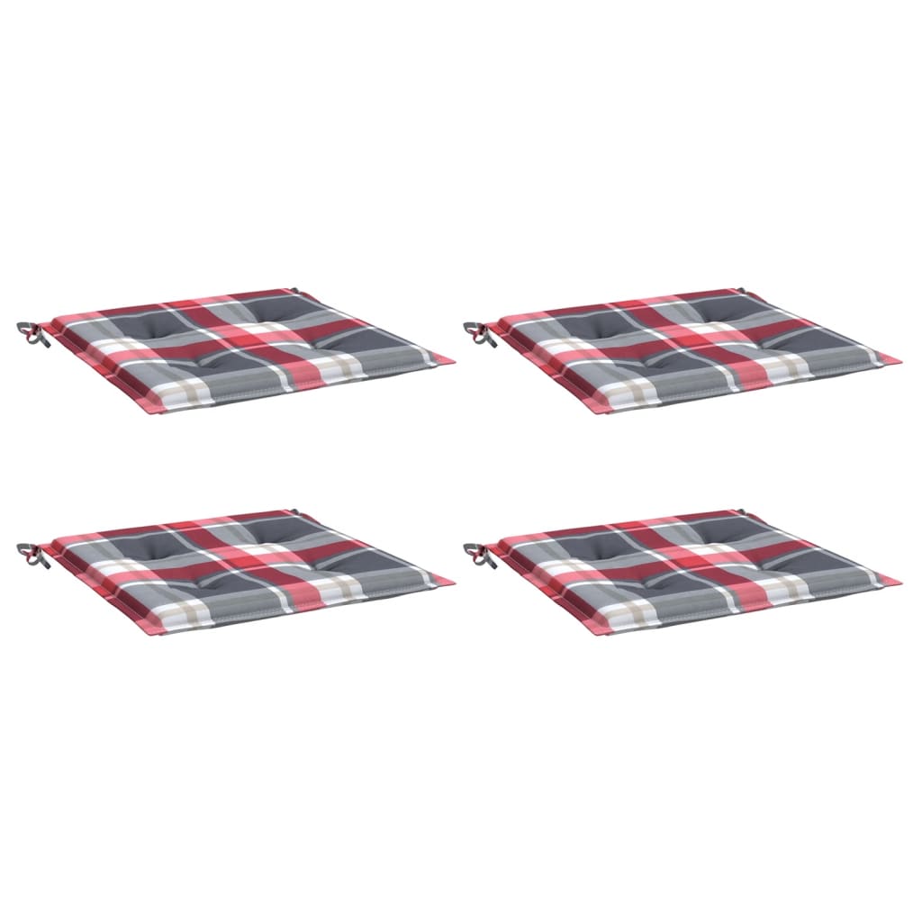 vidaXL Gartenstuhl-Kissen 4Stk. Rot Karomuster 50x50x4cm Oxford-Gewebe