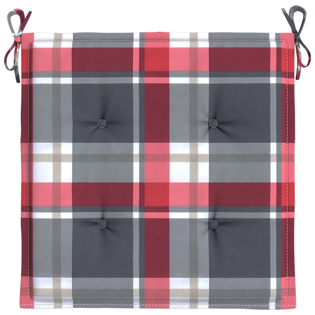 vidaXL Gartenstuhl-Kissen 4Stk. Rot Karomuster 50x50x4cm Oxford-Gewebe