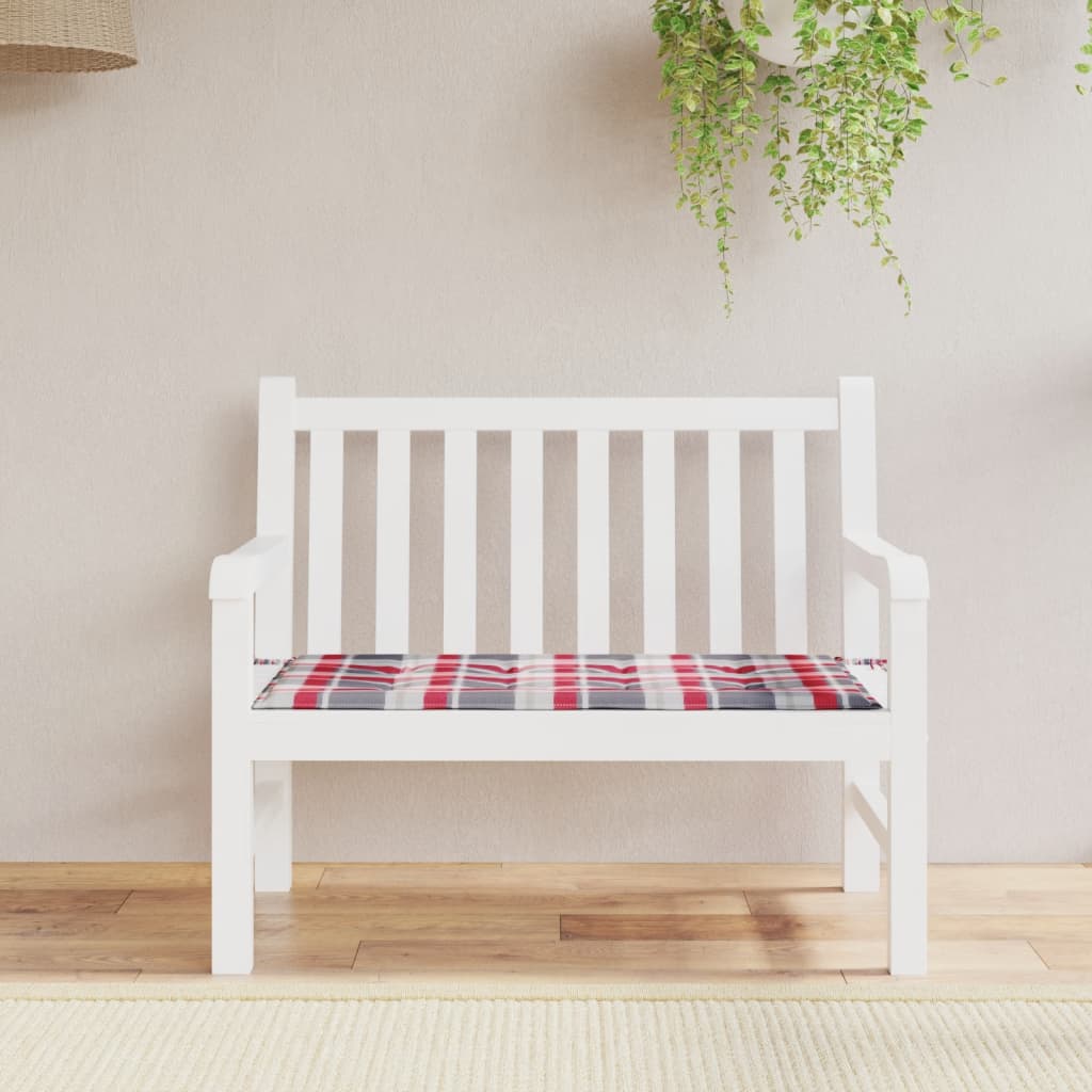 vidaXL Gartenbank-Auflage Rot Karomuster 100x50x3 cm Oxford-Gewebe