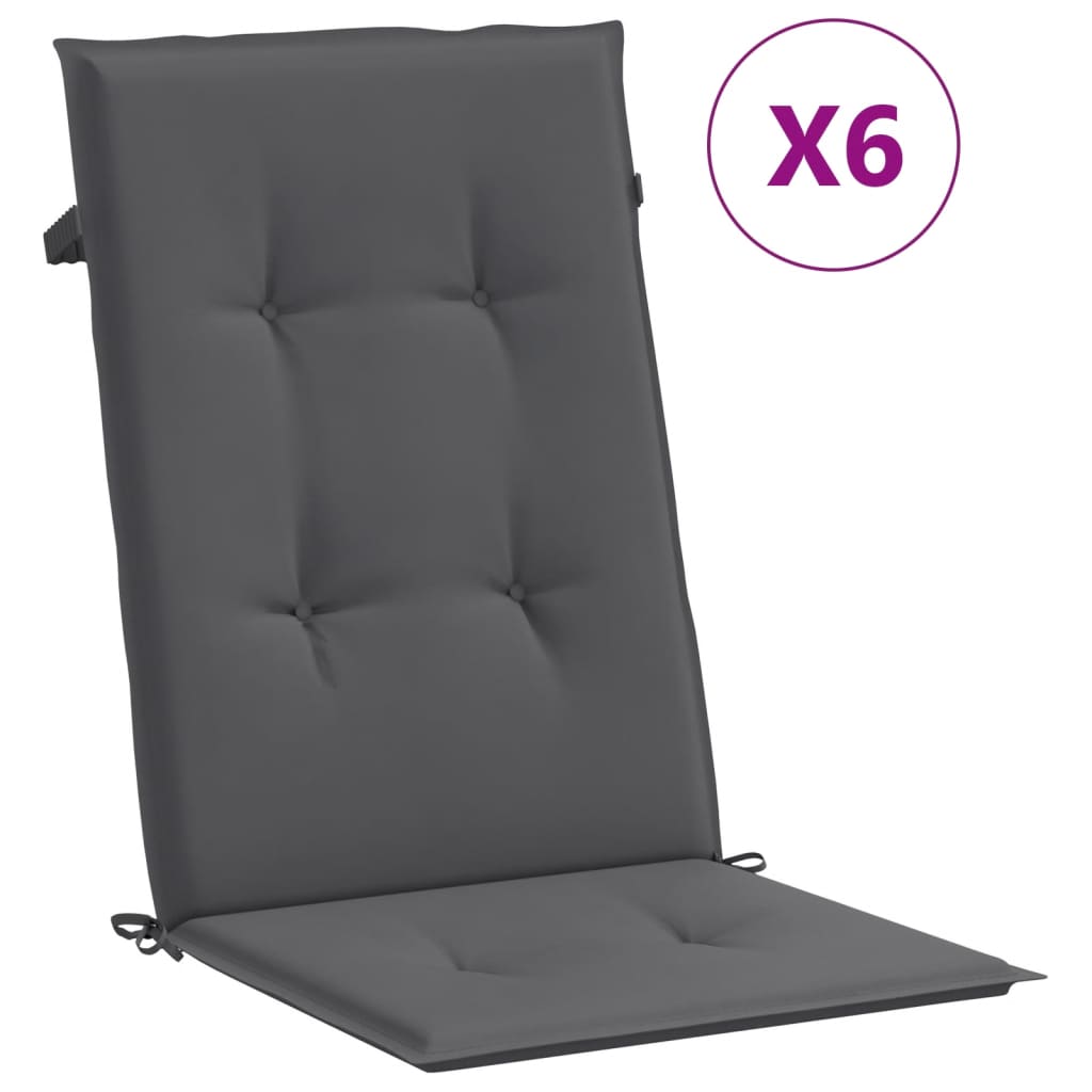 vidaXL Gartenstuhlauflagen für Hochlehner 6 Stk. Anthrazit 120x50x3 cm