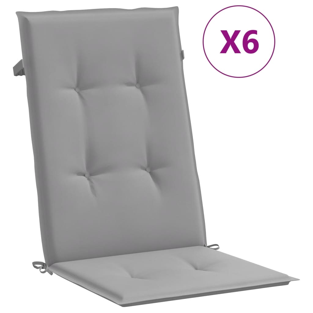 vidaXL Gartenstuhlauflagen für Hochlehner 6 Stk. Grau 120x50x3cm Stoff