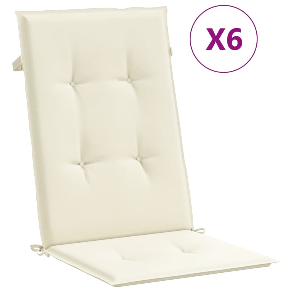 vidaXL Gartenstuhlauflagen für Hochlehner 6Stk. Creme 120x50x3cm Stoff