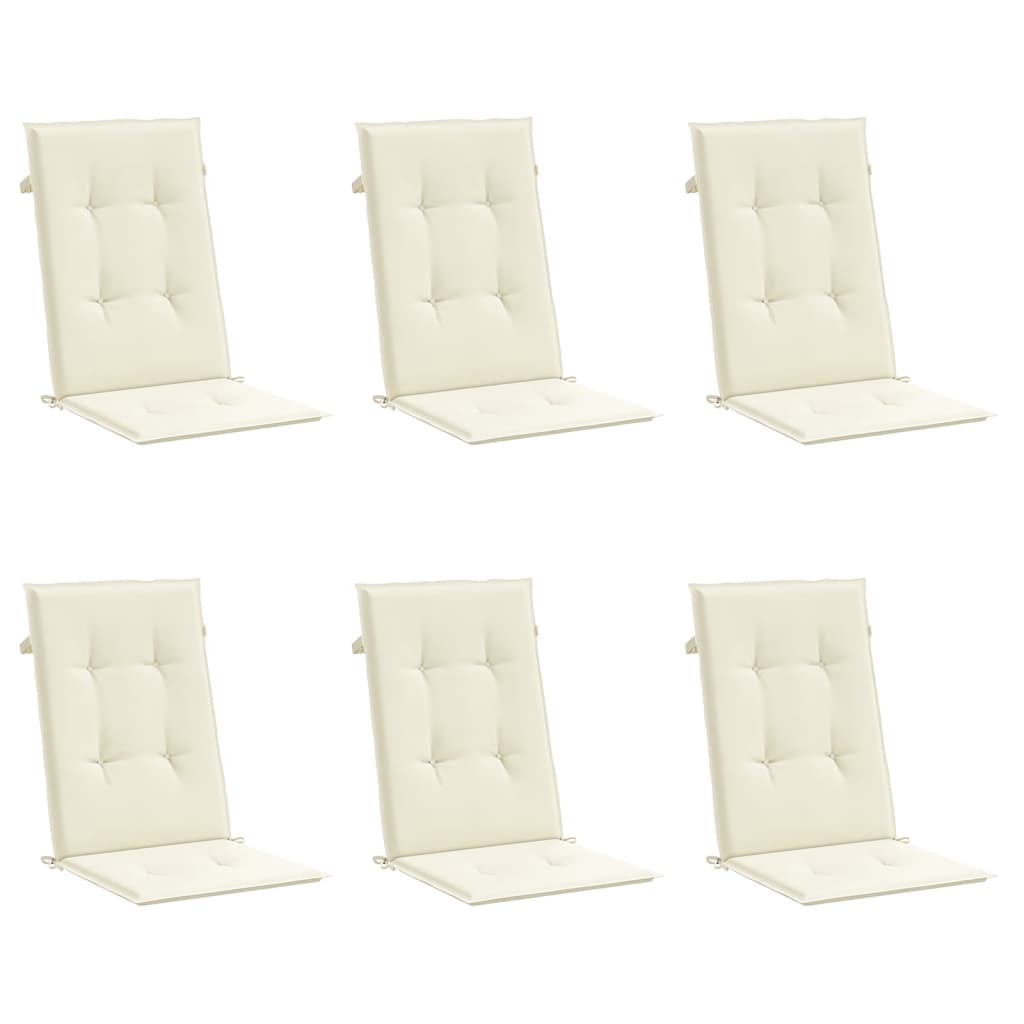vidaXL Gartenstuhlauflagen für Hochlehner 6Stk. Creme 120x50x3cm Stoff
