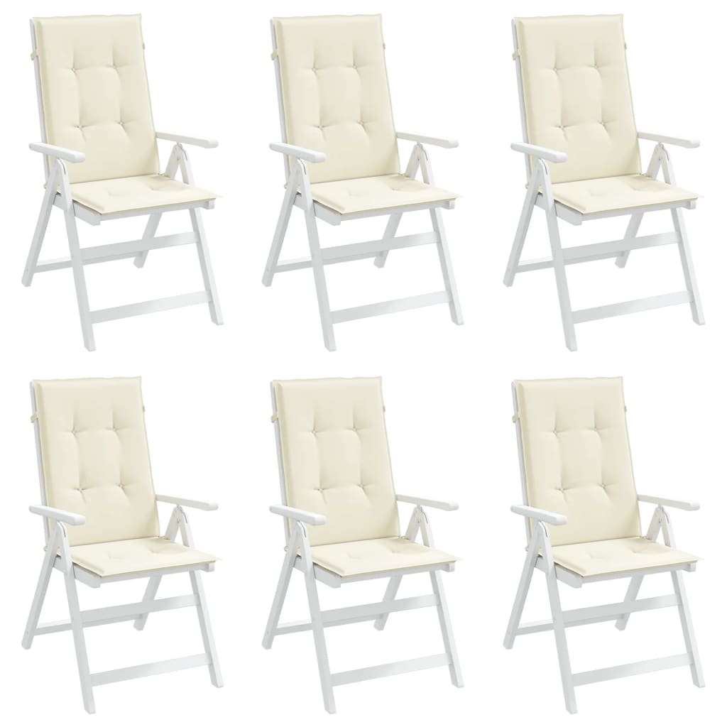 vidaXL Gartenstuhlauflagen für Hochlehner 6Stk. Creme 120x50x3cm Stoff