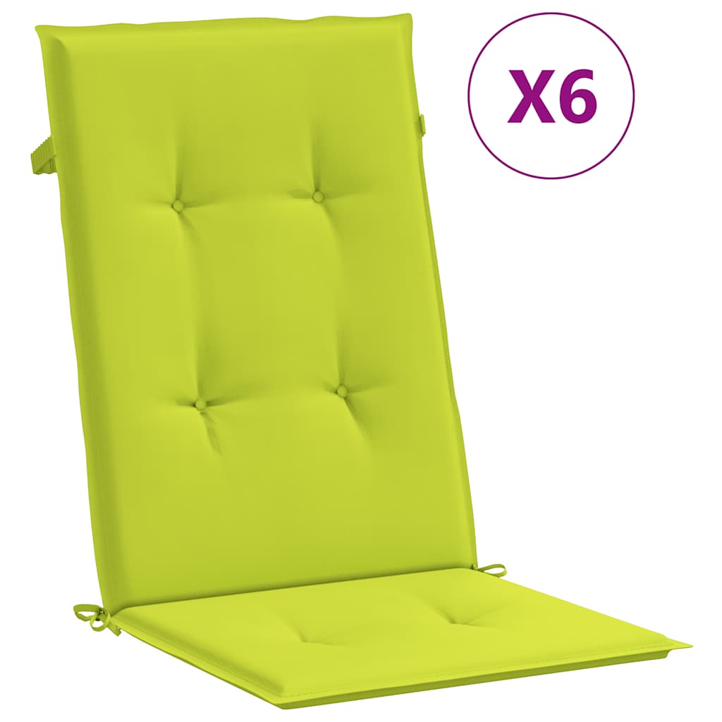 vidaXL Gartenstuhlauflagen für Hochlehner 6 Stk. Knallgrün 120x50x3 cm