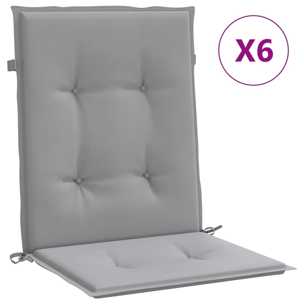 vidaXL Gartenstuhlauflagen für Niedriglehner 6 Stk. Grau Oxford-Gewebe