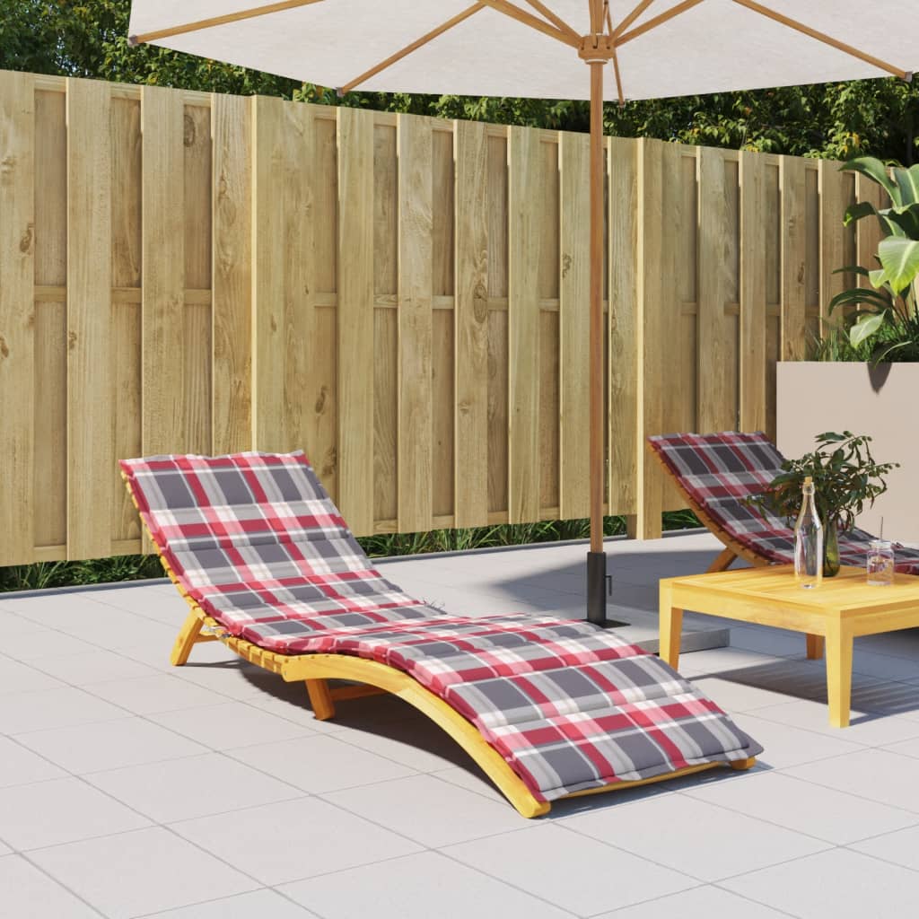vidaXL Sonnenliegen-Auflage Rot Karomuster 200x70x3 cm Oxford-Gewebe
