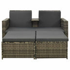 vidaXL 3-tlg. Garten-Lounge-Set mit Auflagen Poly Rattan Grau