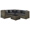 vidaXL 4-tlg. Garten-Lounge-Set mit Auflagen Poly Rattan Grau