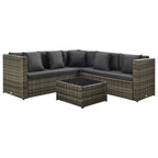 vidaXL 4-tlg. Garten-Lounge-Set mit Auflagen Poly Rattan Grau