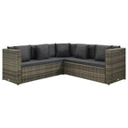 vidaXL 4-tlg. Garten-Lounge-Set mit Auflagen Poly Rattan Grau