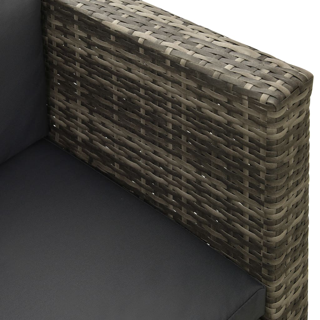 vidaXL 4-tlg. Garten-Lounge-Set mit Auflagen Poly Rattan Grau