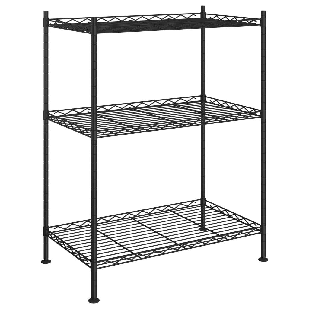 vidaXL Lagerregal mit 3 Böden 60x35x76 cm Schwarz 150 kg