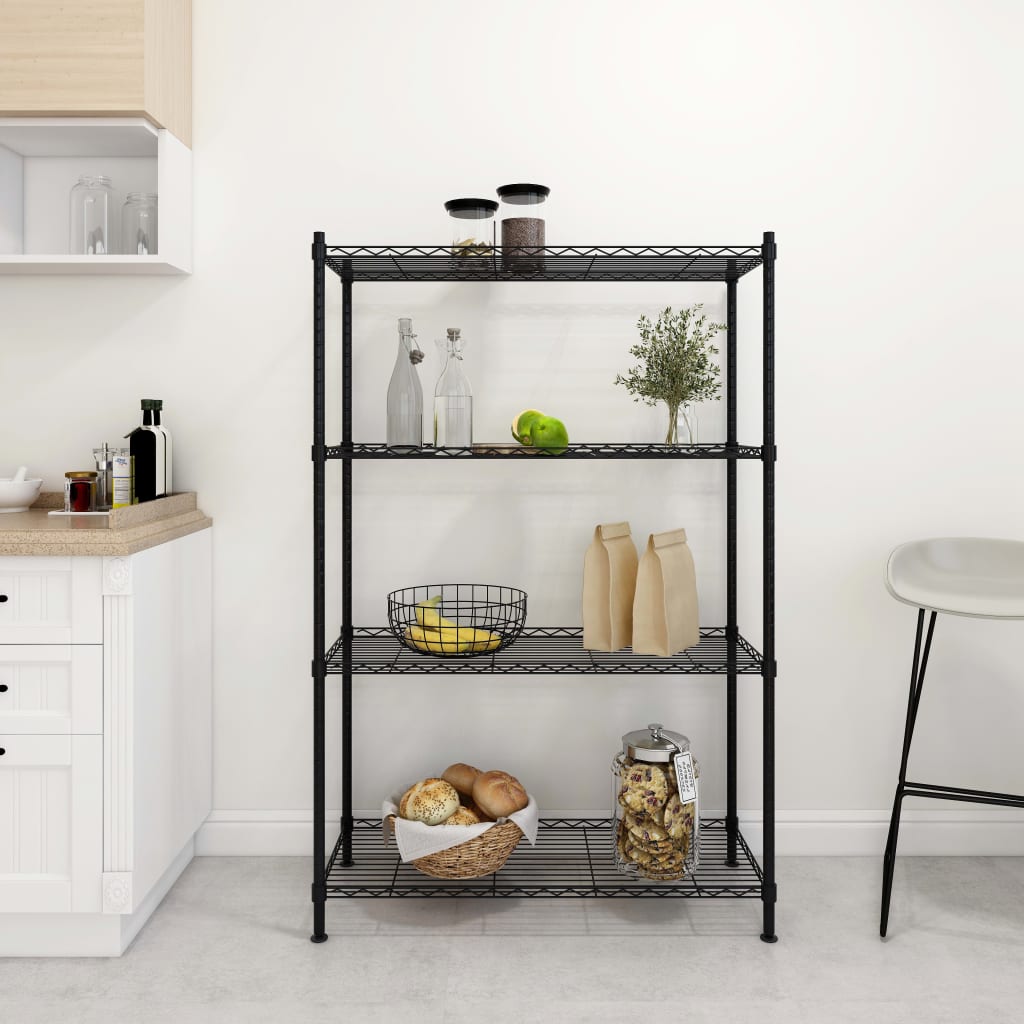 vidaXL Lagerregal mit 4 Böden 90x35x137 cm Schwarz 200 kg