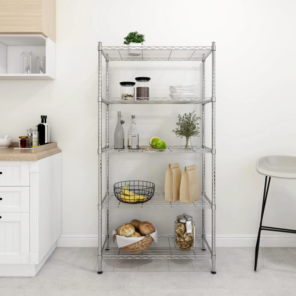 vidaXL Lagerregal mit 5 Böden 90x35x180 cm Chrom 250 kg
