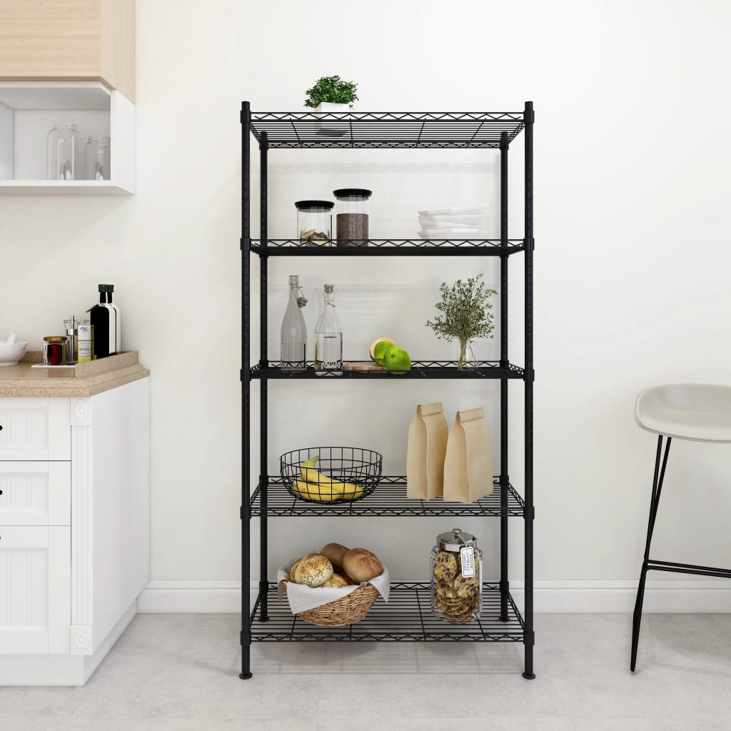 vidaXL Lagerregal mit 5 Böden 90x35x180 cm Schwarz 250 kg
