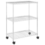 vidaXL Lagerregal mit 3 Böden und Rollen 60x35x81 cm Verchromt 150 kg