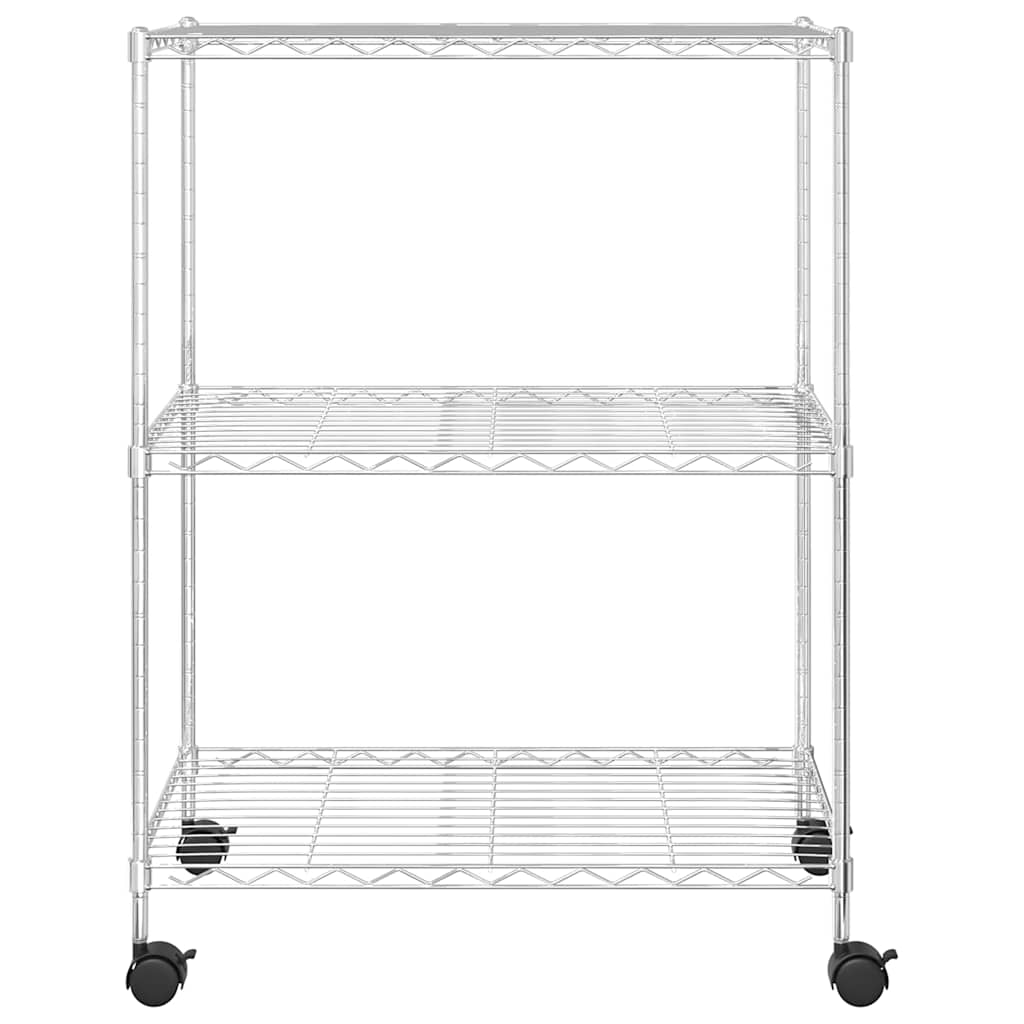 vidaXL Lagerregal mit 3 Böden und Rollen 60x35x81 cm Verchromt 150 kg