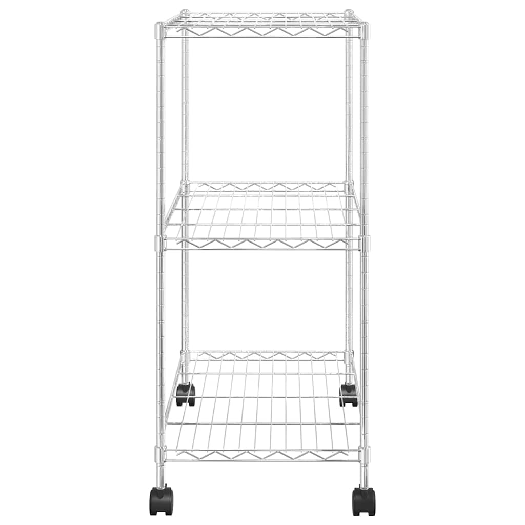 vidaXL Lagerregal mit 3 Böden und Rollen 60x35x81 cm Verchromt 150 kg