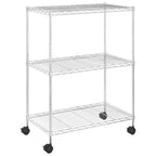 vidaXL Lagerregal mit 3 Böden und Rollen 60x35x81 cm Verchromt 150 kg