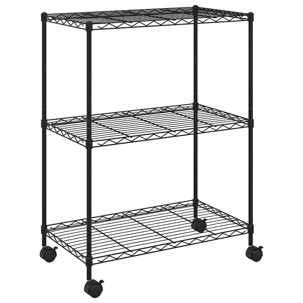 vidaXL Lagerregal mit 3 Böden und Rollen 60x35x81 cm Schwarz 150 kg