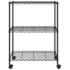 vidaXL Lagerregal mit 3 Böden und Rollen 60x35x81 cm Schwarz 150 kg