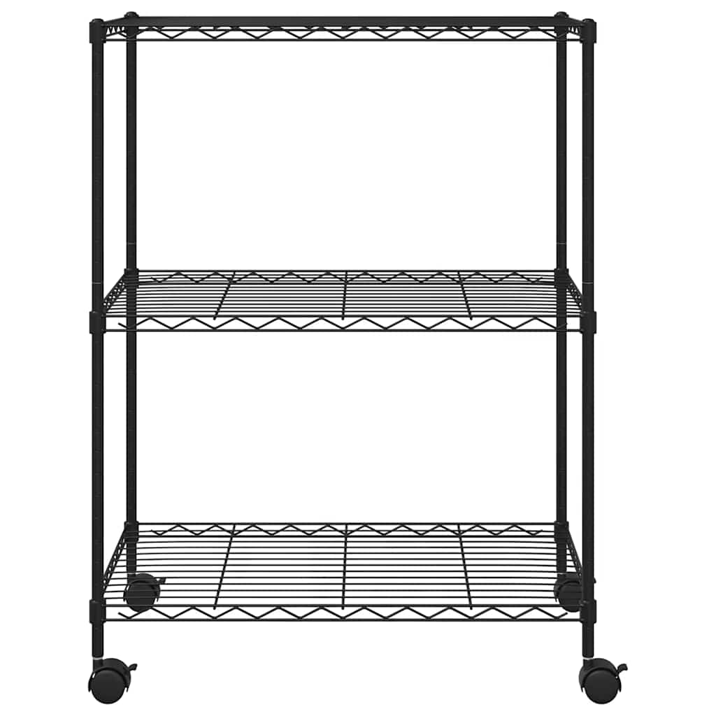 vidaXL Lagerregal mit 3 Böden und Rollen 60x35x81 cm Schwarz 150 kg