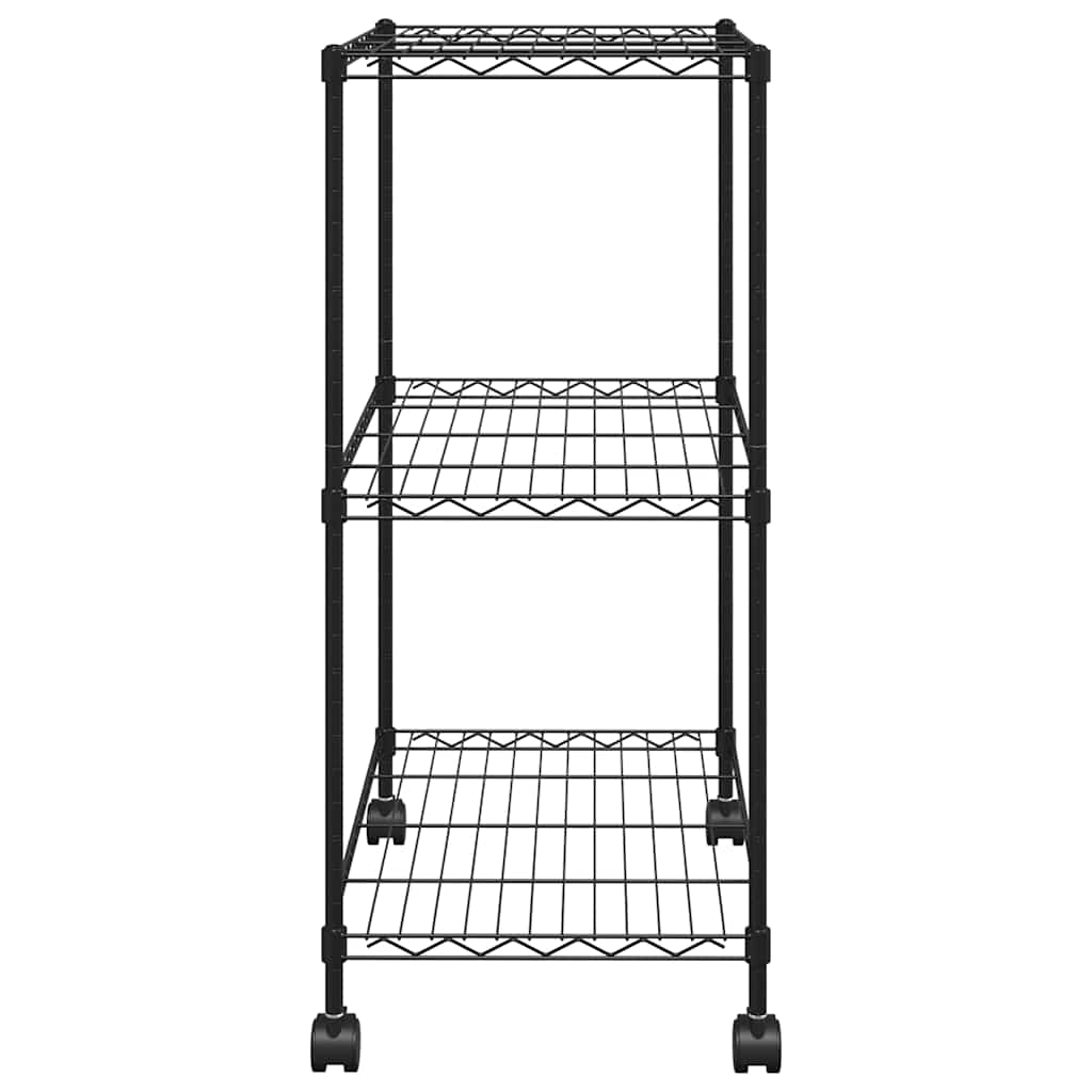 vidaXL Lagerregal mit 3 Böden und Rollen 60x35x81 cm Schwarz 150 kg