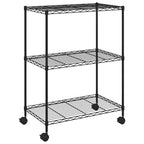 vidaXL Lagerregal mit 3 Böden und Rollen 60x35x81 cm Schwarz 150 kg
