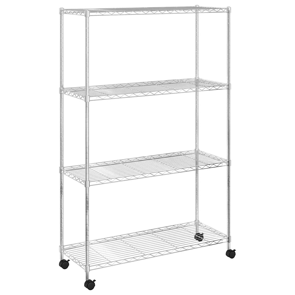 vidaXL Lagerregal mit 4 Böden und Rollen 90x35x142 cm Chrome 200 kg