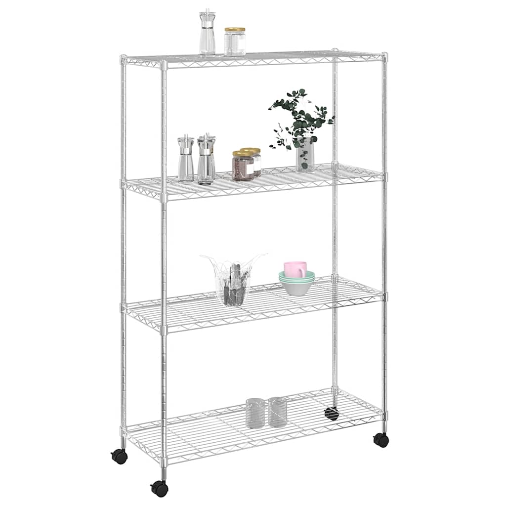 vidaXL Lagerregal mit 4 Böden und Rollen 90x35x142 cm Chrome 200 kg