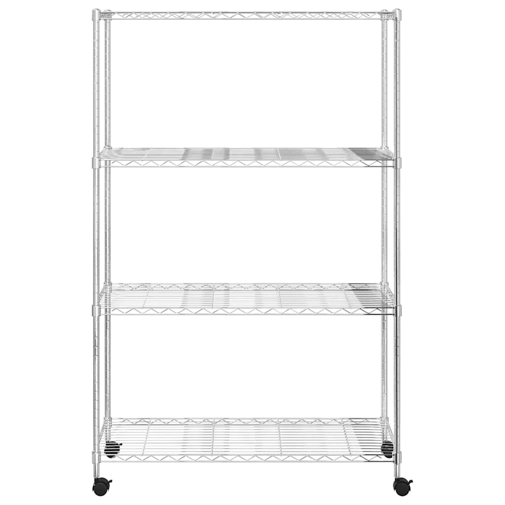 vidaXL Lagerregal mit 4 Böden und Rollen 90x35x142 cm Chrome 200 kg