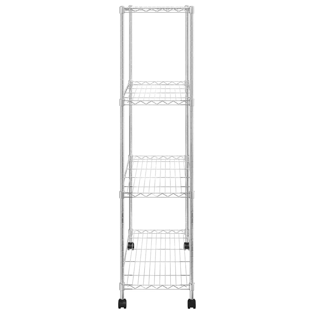 vidaXL Lagerregal mit 4 Böden und Rollen 90x35x142 cm Chrome 200 kg