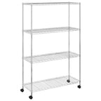 vidaXL Lagerregal mit 4 Böden und Rollen 90x35x142 cm Chrome 200 kg