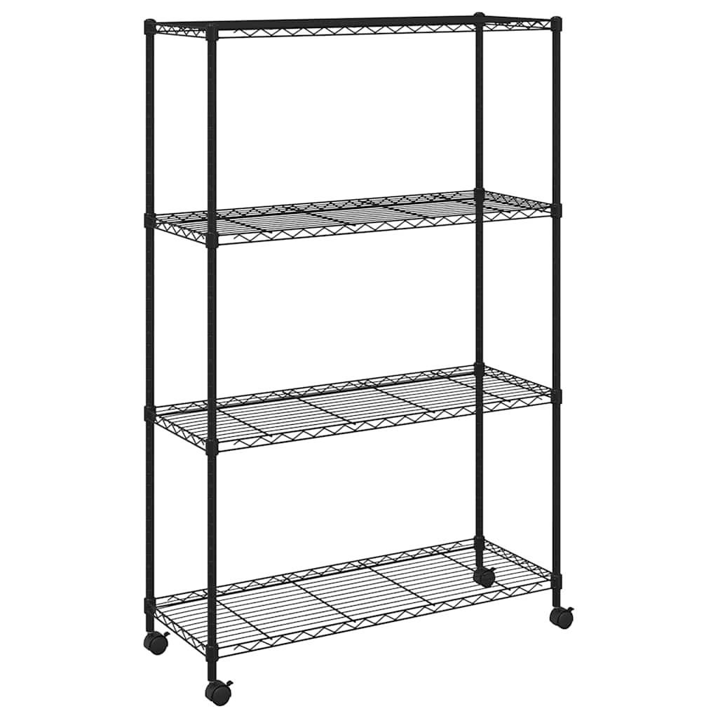 vidaXL Lagerregal mit 4 Böden und Rollen 90x35x142 cm Schwarz 200 kg