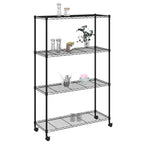 vidaXL Lagerregal mit 4 Böden und Rollen 90x35x142 cm Schwarz 200 kg