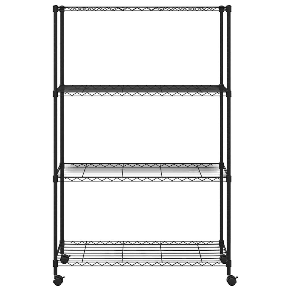 vidaXL Lagerregal mit 4 Böden und Rollen 90x35x142 cm Schwarz 200 kg