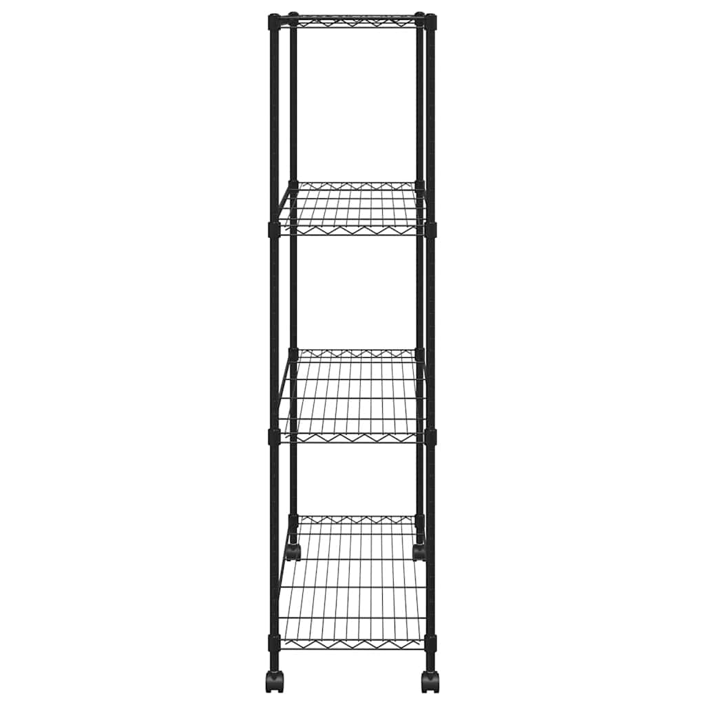 vidaXL Lagerregal mit 4 Böden und Rollen 90x35x142 cm Schwarz 200 kg