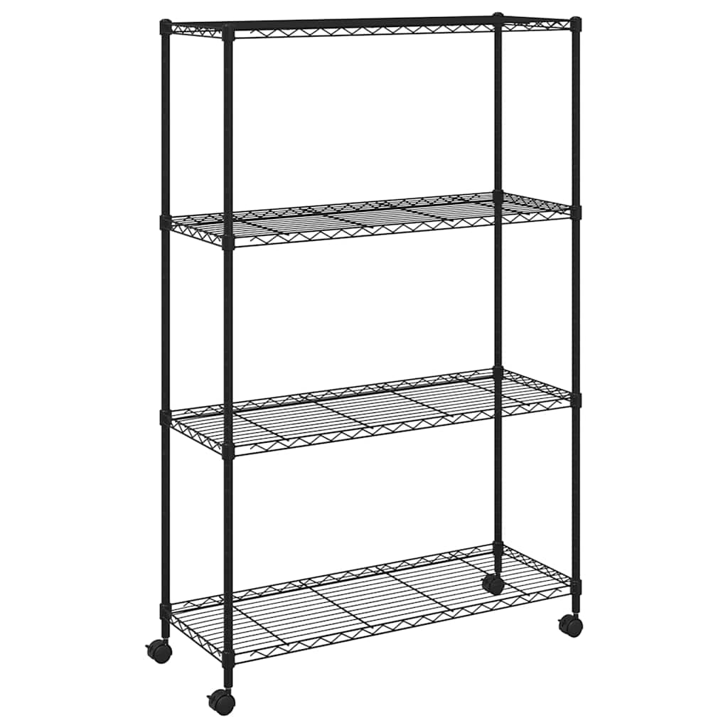 vidaXL Lagerregal mit 4 Böden und Rollen 90x35x142 cm Schwarz 200 kg