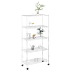 vidaXL Lagerregal mit 5 Böden und Rollen 75x35x155 cm Chrom 250 kg