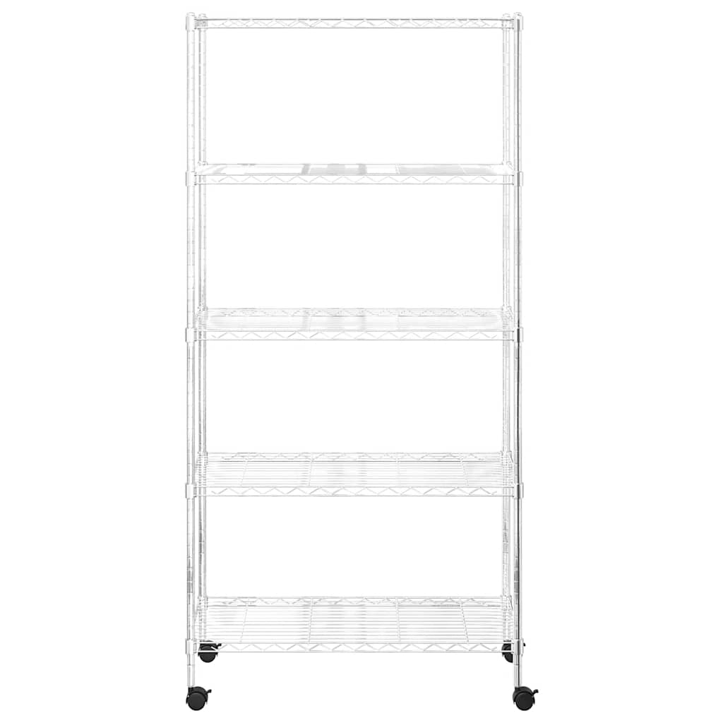 vidaXL Lagerregal mit 5 Böden und Rollen 75x35x155 cm Chrom 250 kg