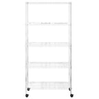 vidaXL Lagerregal mit 5 Böden und Rollen 75x35x155 cm Chrom 250 kg