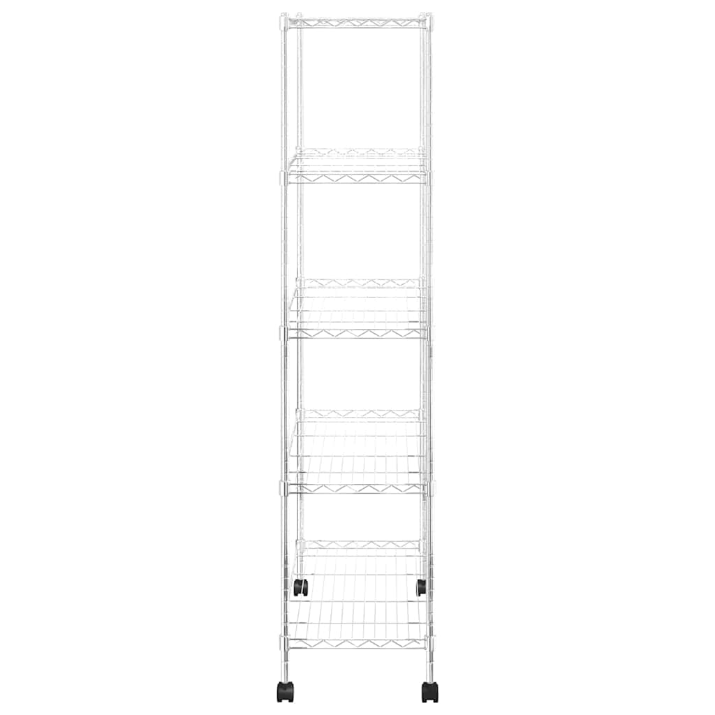 vidaXL Lagerregal mit 5 Böden und Rollen 75x35x155 cm Chrom 250 kg