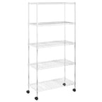 vidaXL Lagerregal mit 5 Böden und Rollen 75x35x155 cm Chrom 250 kg