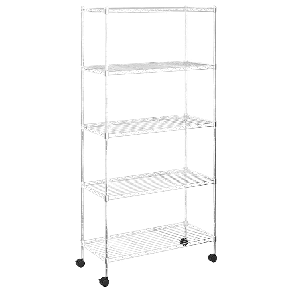 vidaXL Lagerregal mit 5 Böden und Rollen 75x35x155 cm Chrom 250 kg