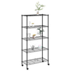 vidaXL Lagerregal mit 5 Böden und Rollen 75x35x155 cm Schwarz 250 kg